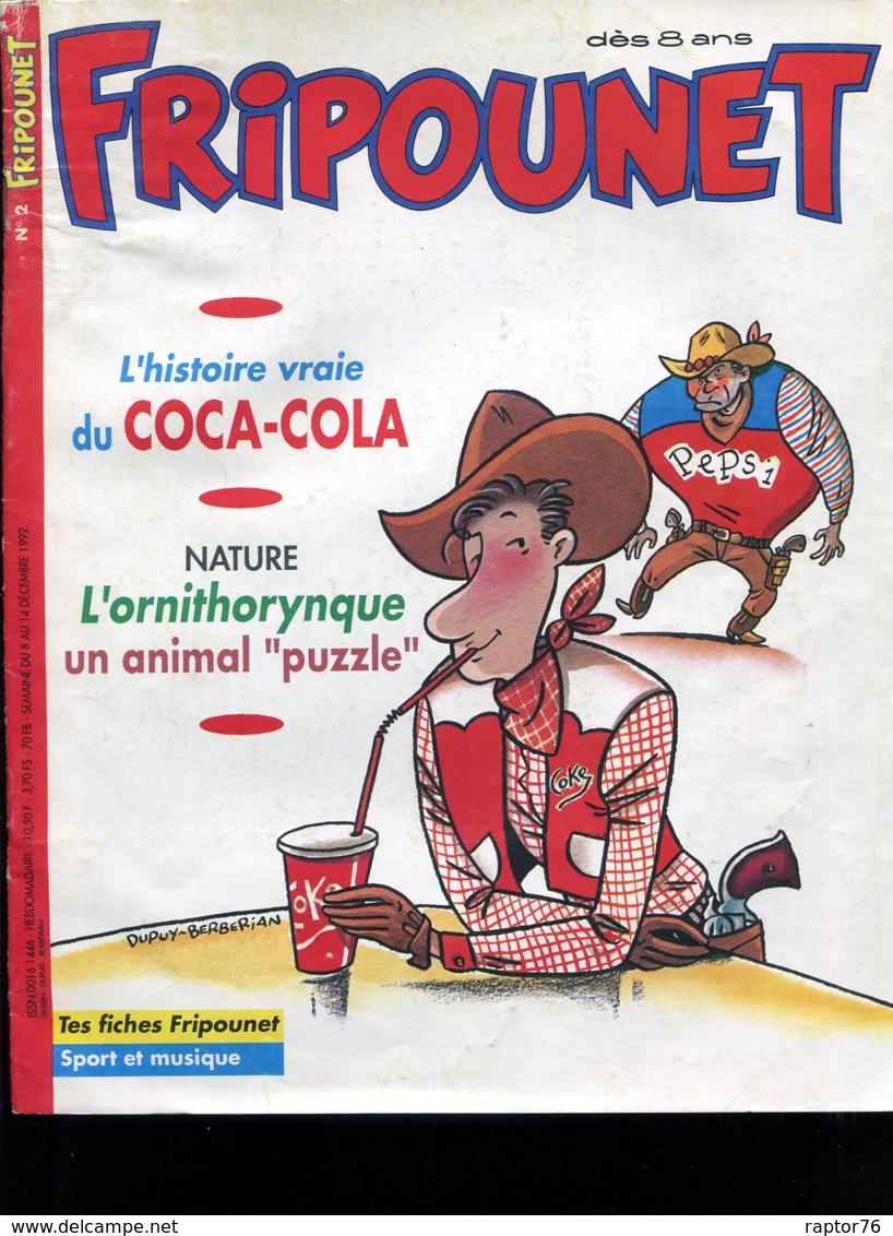 FRIPOUNET 8 Au 14 Janvier N° 2  1992 ( Complet Avec Les Fiches Fripounet ) - Fripounet