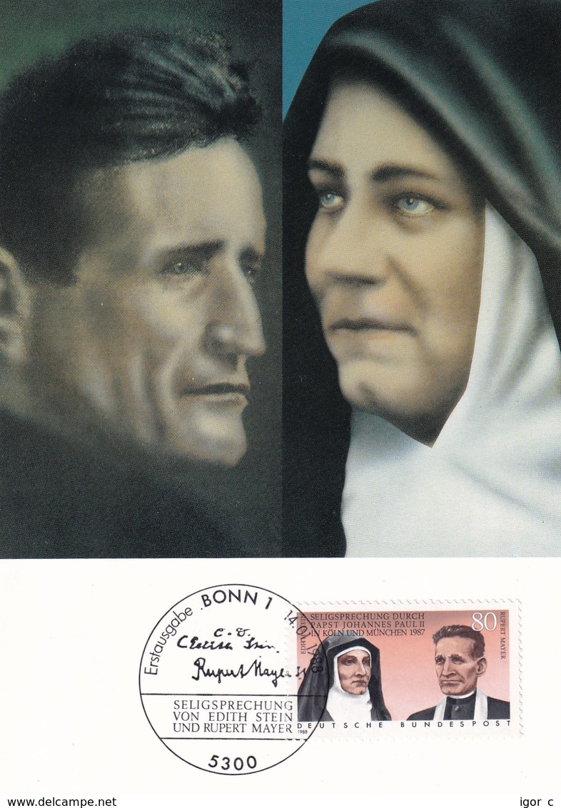 Germany Maximum Card 1988: Religion: Beatification Of Rupert Mayer And Edith Stein - Sonstige & Ohne Zuordnung