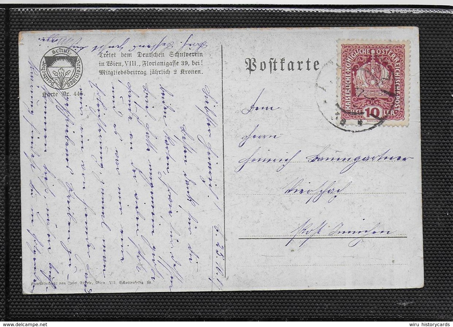 AK 0397  Deutscher Schulverein - Karte Nr. 445 / Gelaufen 1917 - Heimat