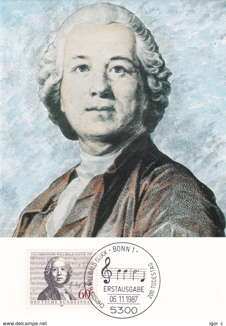 Germany Maximum Card 1987: Famous People; Music Composer Christoph Willibald Gluck; Komponist - Sonstige & Ohne Zuordnung