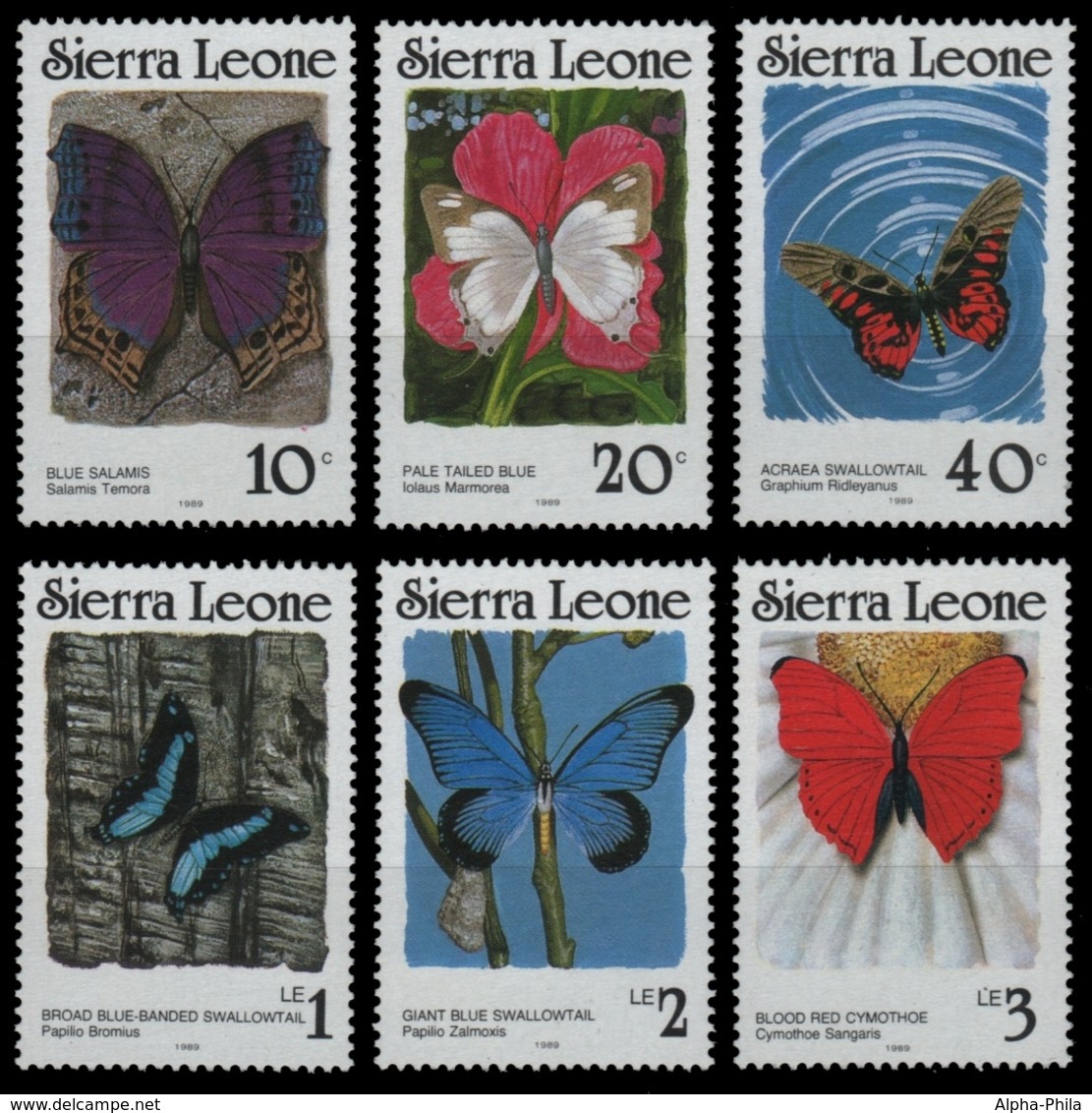 Sierra Leone 1989 - Mi-Nr. 982-987 II A ** - MNH - Schmetterlinge / Butterflies - Sierra Leone (1961-...)