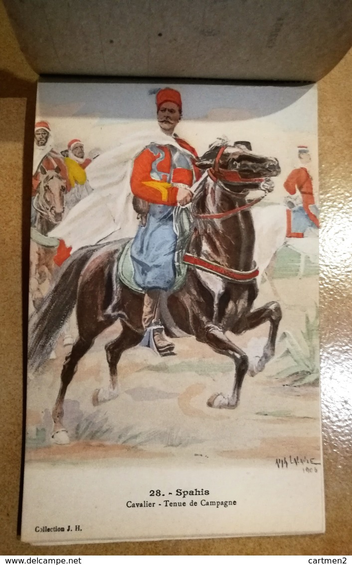 CARNET 10 CPA UNIFORME DE L'ARMEE LALAUZE TIRAILLEUR ZOUAVE ARTILLERIE COLONIALE CHASSEUR D'AFRIQUE SPAHIS MILITAIRE - Uniformi