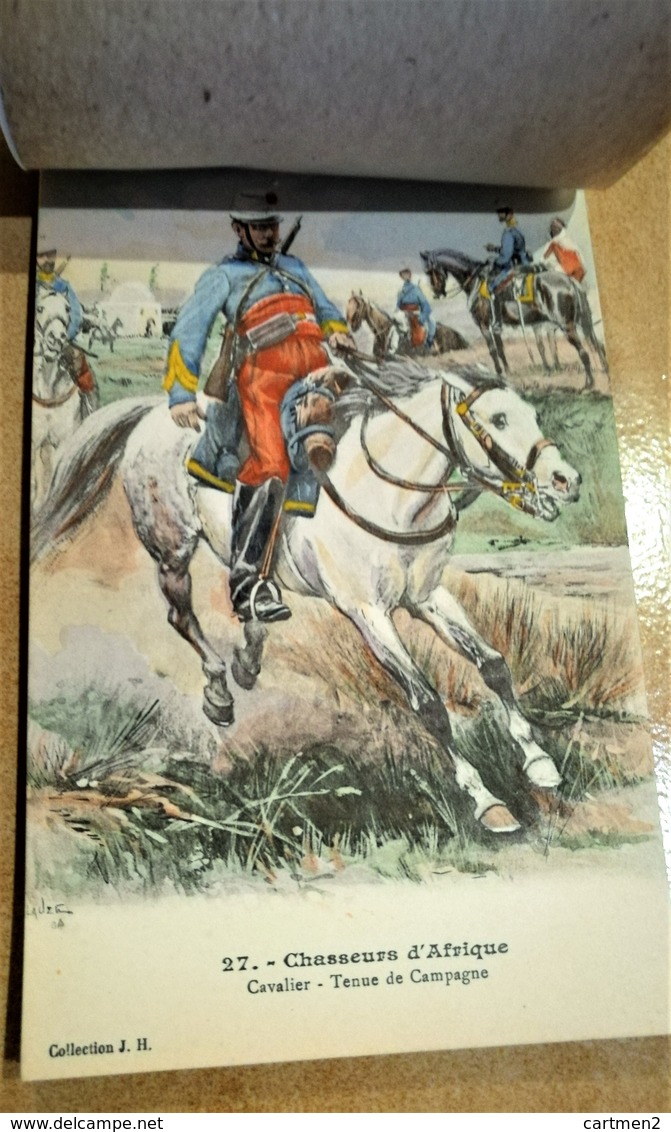 CARNET 10 CPA UNIFORME DE L'ARMEE LALAUZE TIRAILLEUR ZOUAVE ARTILLERIE COLONIALE CHASSEUR D'AFRIQUE SPAHIS MILITAIRE - Uniformi