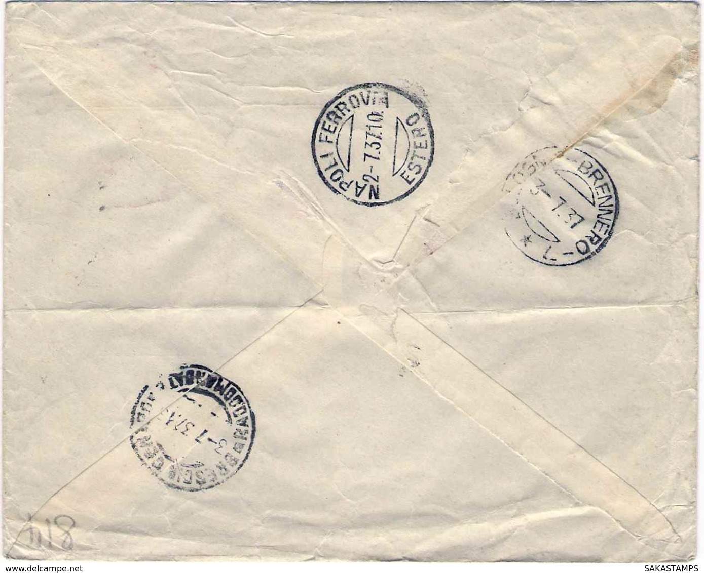 1928-Cipro Lettera Raccomandata Per L'Italia Affr. Coppia 2,5pi.incoronazione Di Giorgio VI,al Verso Bollo D'arrivo - Chypre (...-1960)