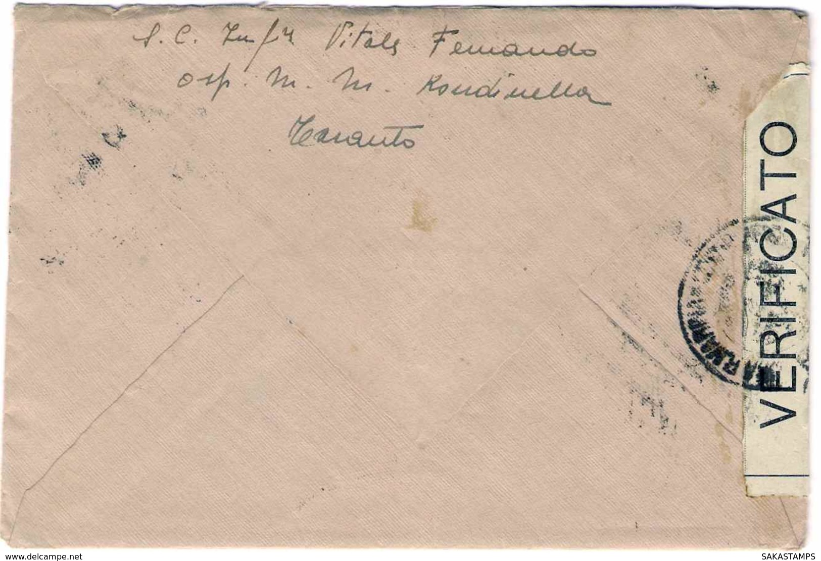 1942- Busta Affrancata 50c.Imperiale Annullato Ufficio Periferico R.Marina.Fascetta E Bolli Di Censura.Firmata Chiavarel - Marcofilía