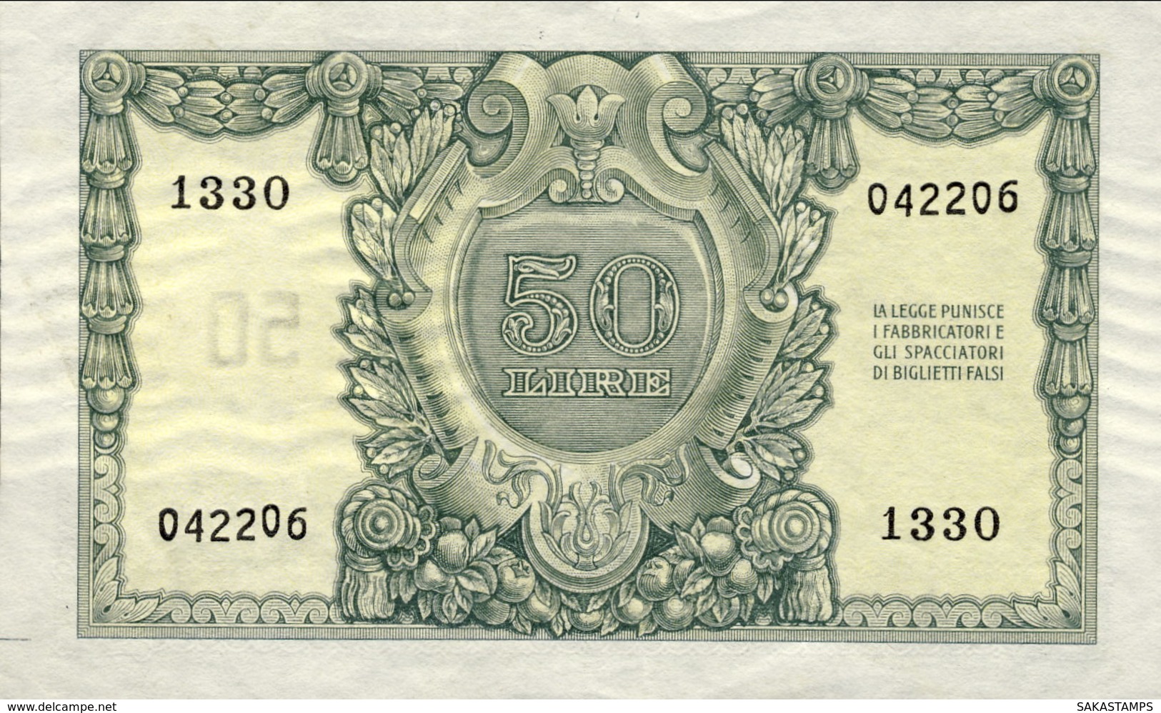 1951- Lire 50 Italia Elmata Con Leggera Increspatura Della Carta, Banconota Non Circolata - 50 Lire