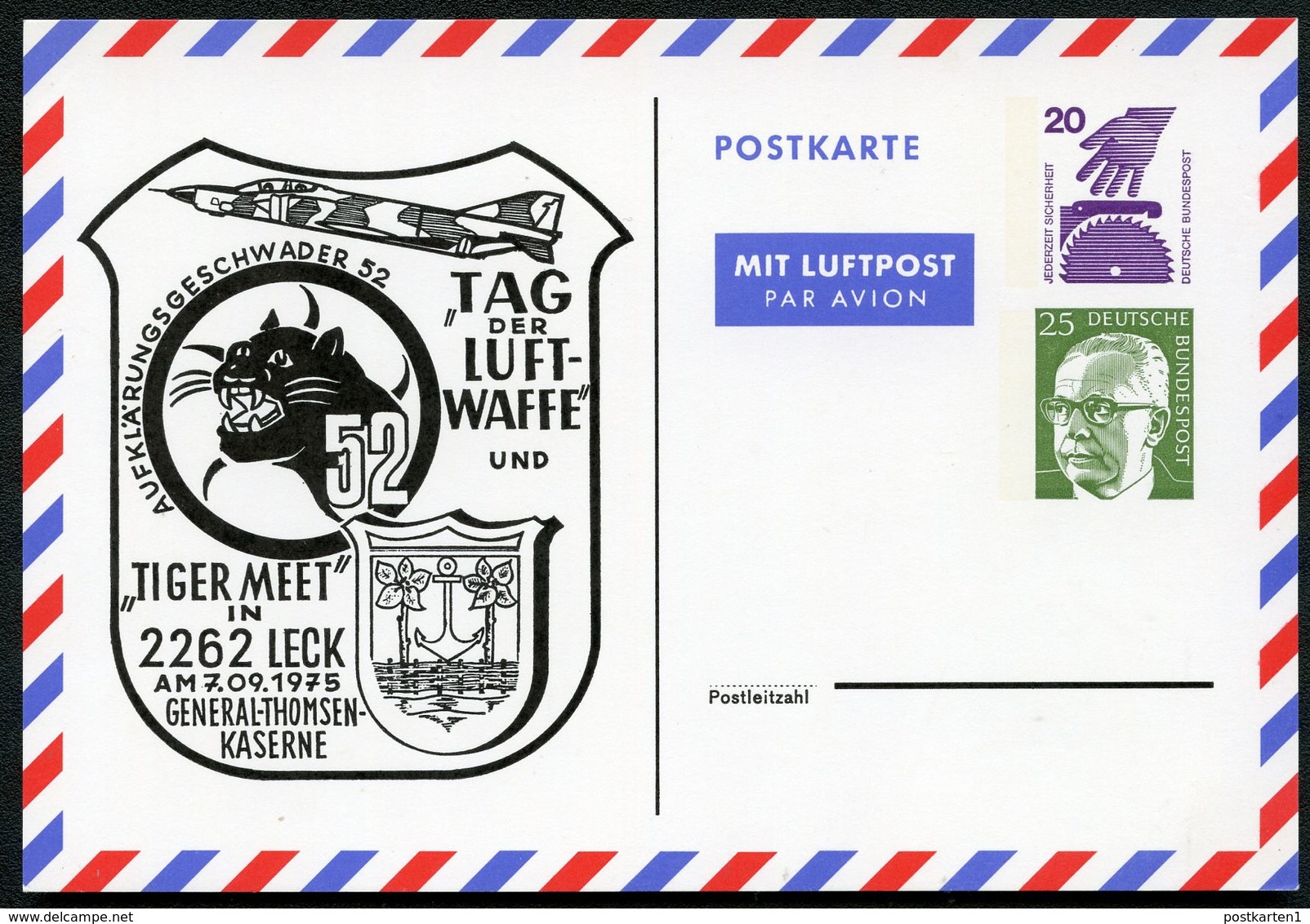 Bund PP75 D2/001 TAG DER LUFTWAFFE + TIGER MEET Leck 1975  NGK 25,00 € - Cartes Postales Privées - Neuves