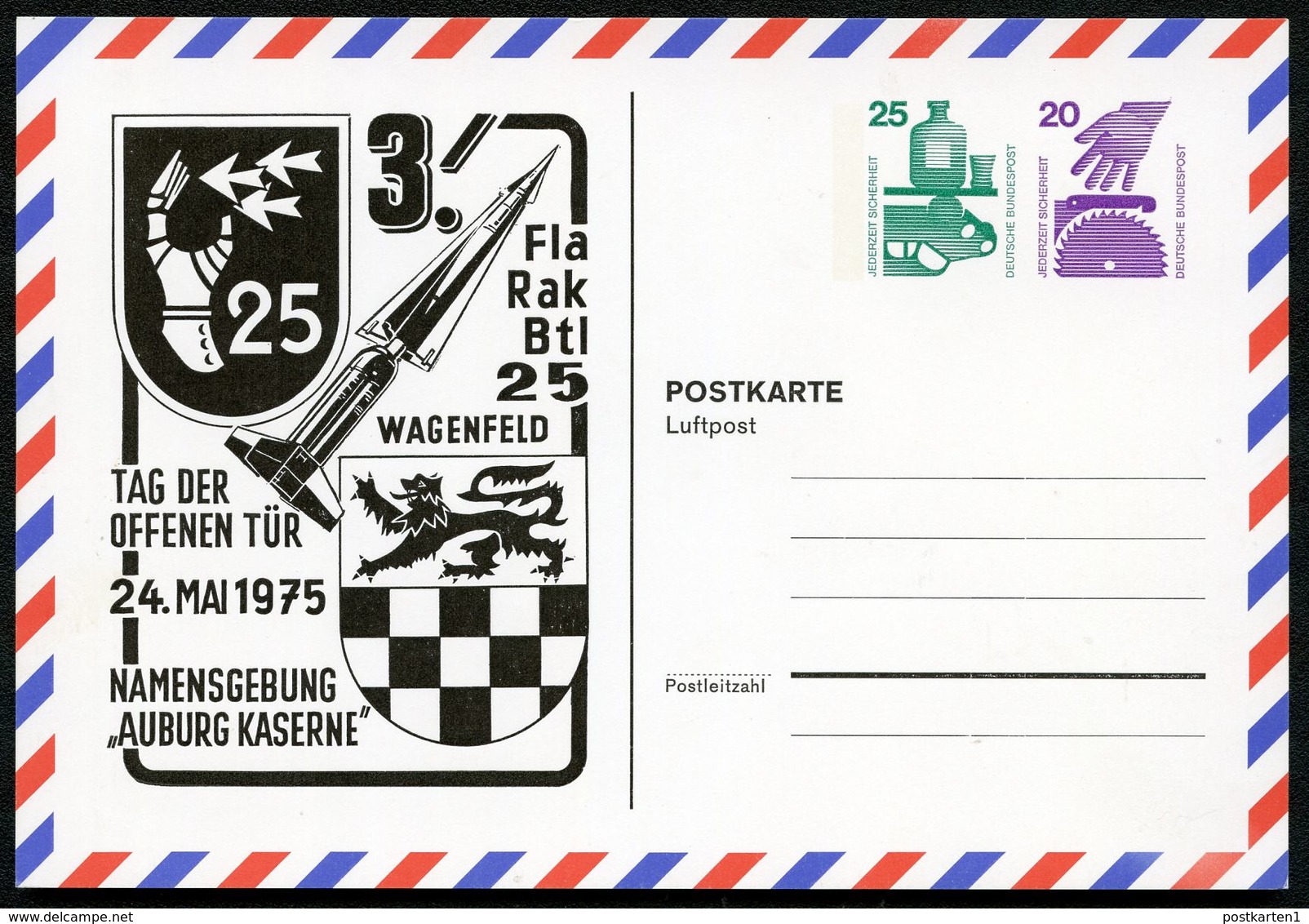 Bund PP76 D2/001 FLAK-RAKETEN-REGIMENT Wagenfeld 1975 NGK 25,00 € - Cartes Postales Privées - Neuves