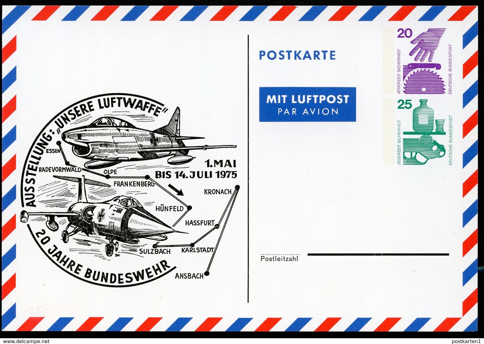 Bund PP77 D2/002 20 J. BUNDESWEHR LUFTWAFFE Radevormwald 1975  NGK 25,00 € - Cartes Postales Privées - Neuves