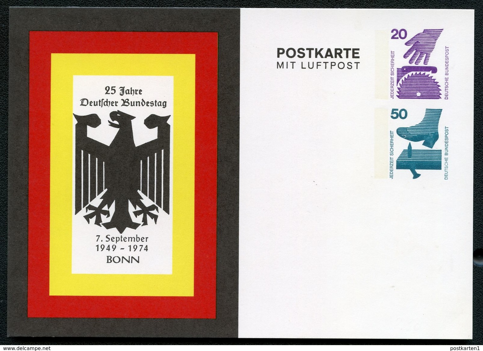 Bund PP78 D2/001 25 J. DEUTSCHER BUNDESTAG Bonn 1974  NGK 8,00 € - Private Postcards - Mint