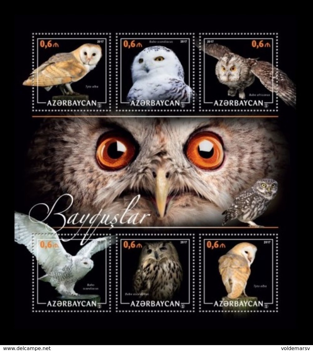 Azerbaïjan (KM) 2017 No. 55/60 Fauna. Birds. Owls MNH ** - Azerbaïjan