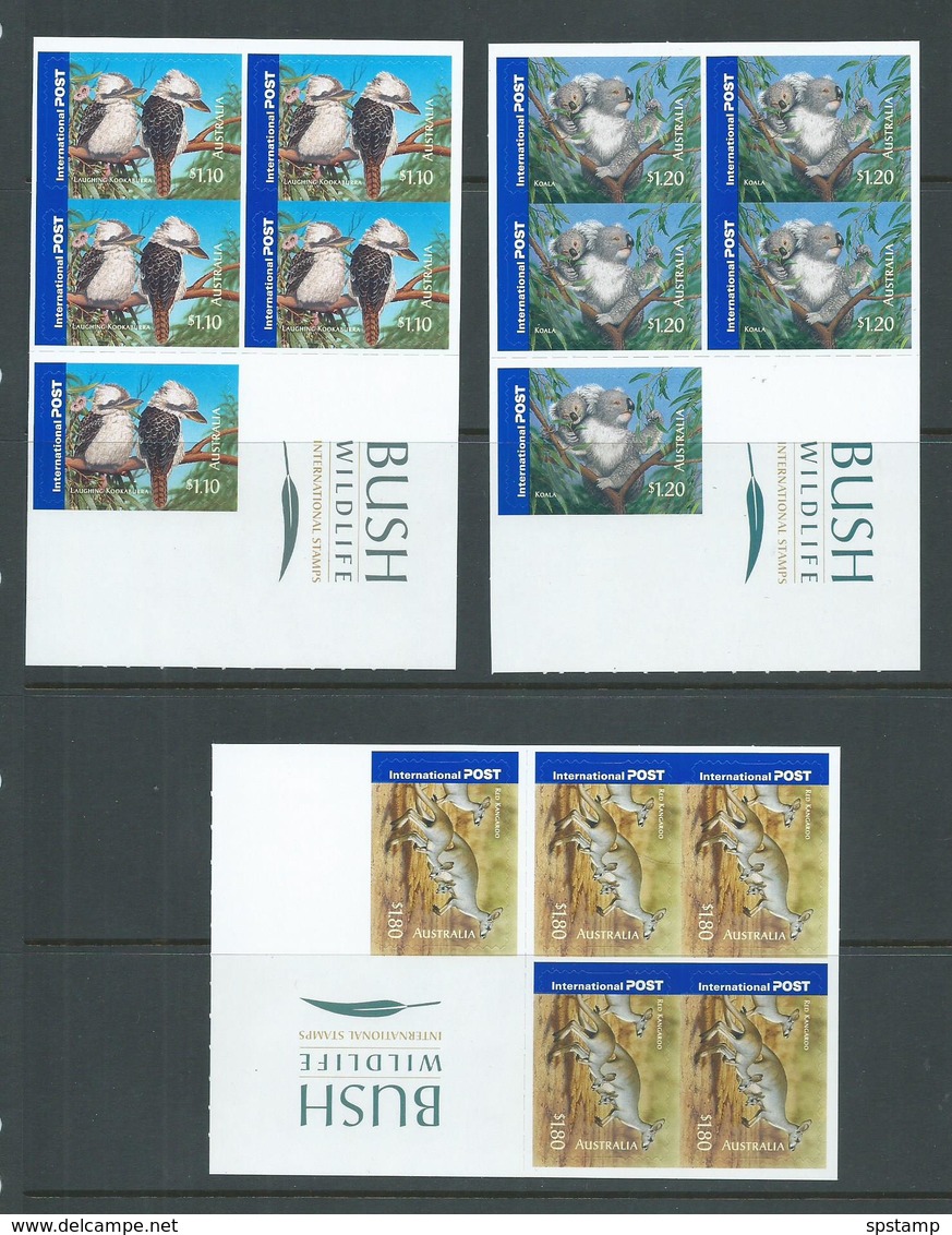 Australia 2005 Bush Wildlife Fauna Set Of 3 International Stamps Peel & Stick Sheets Of 5 MNH - Nuovi