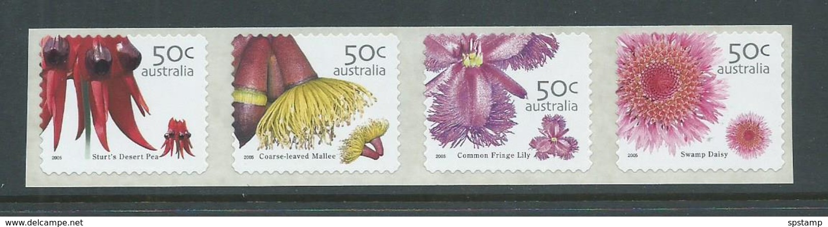 Australia 2005 Wildflowers Peel & Stick Strip Of 4 MNH SEP Printing - Neufs