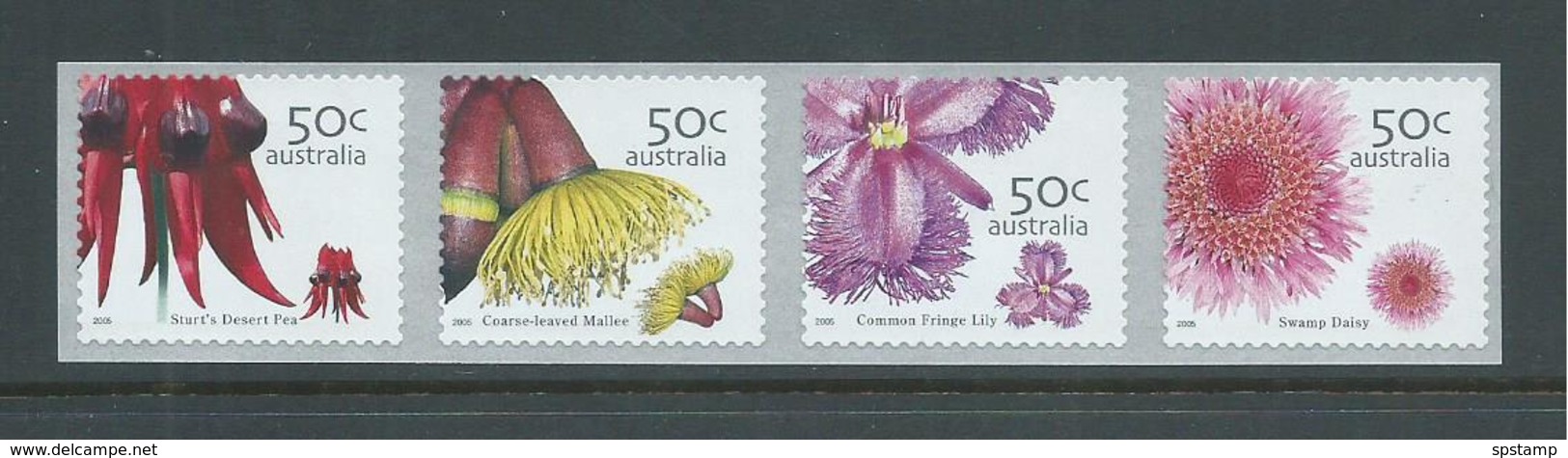 Australia 2005 Wildflowers Peel & Stick Strip Of 4 MNH Pemara Printing - Mint Stamps