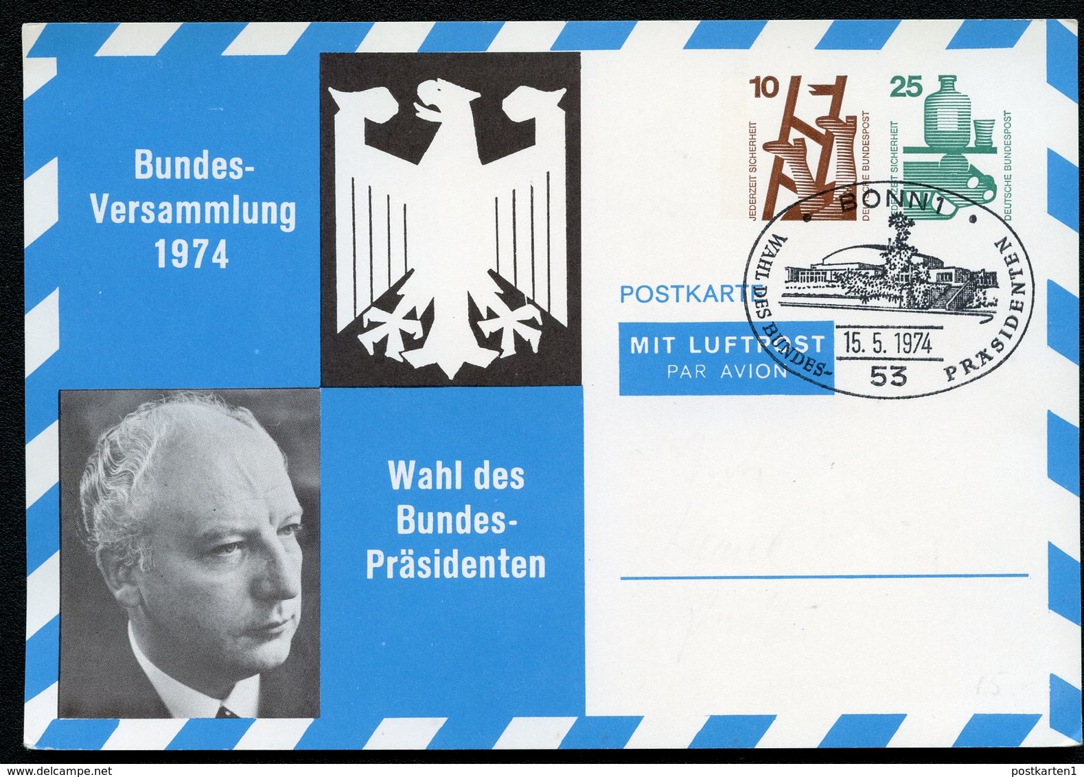 Bund PP79 C1/001 BUNDESPRÄSIDENT WALTER SCHEEL Sost. Bonn 1974  NGK 8,00 € - Privatpostkarten - Gebraucht