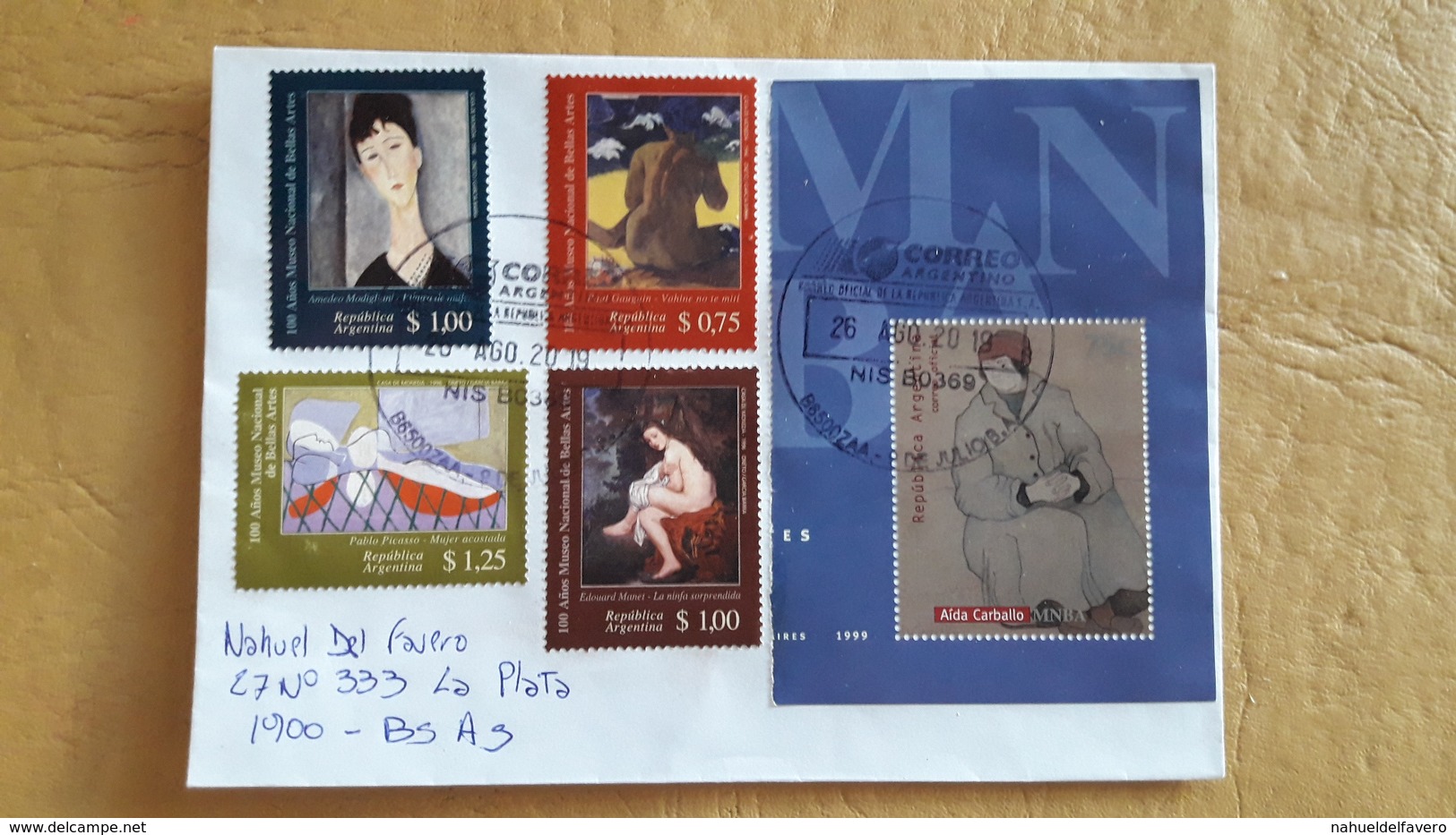 Enveloppe Argentine Diffusée Avec Des Timbres D'art 2019 - Cartas & Documentos