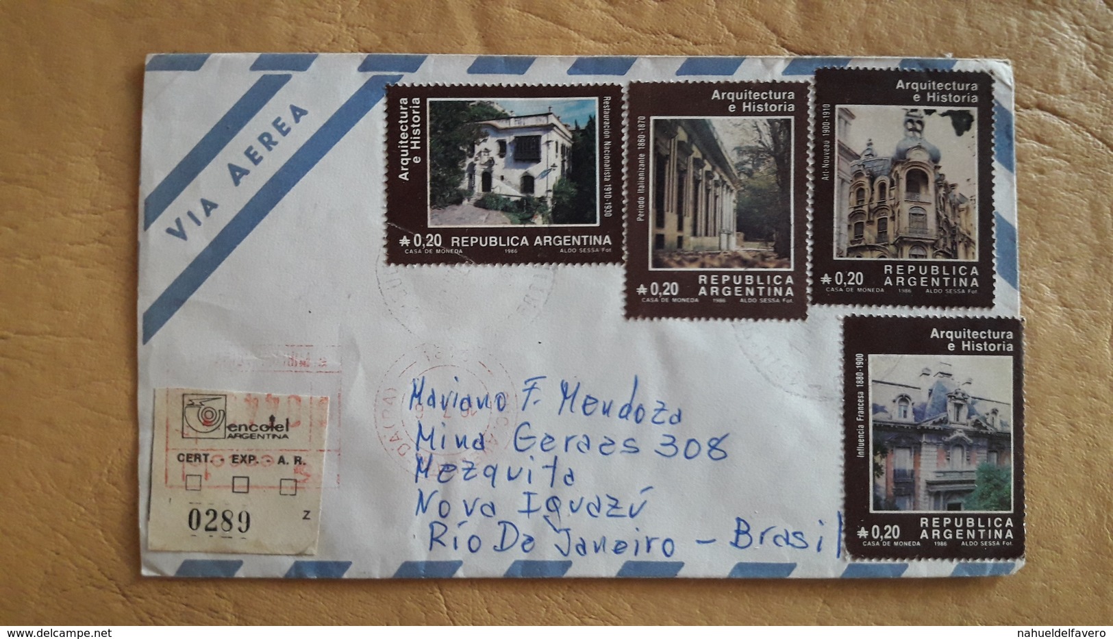 Enveloppe Argentine Avec Timbres D'architecture - Cartas & Documentos