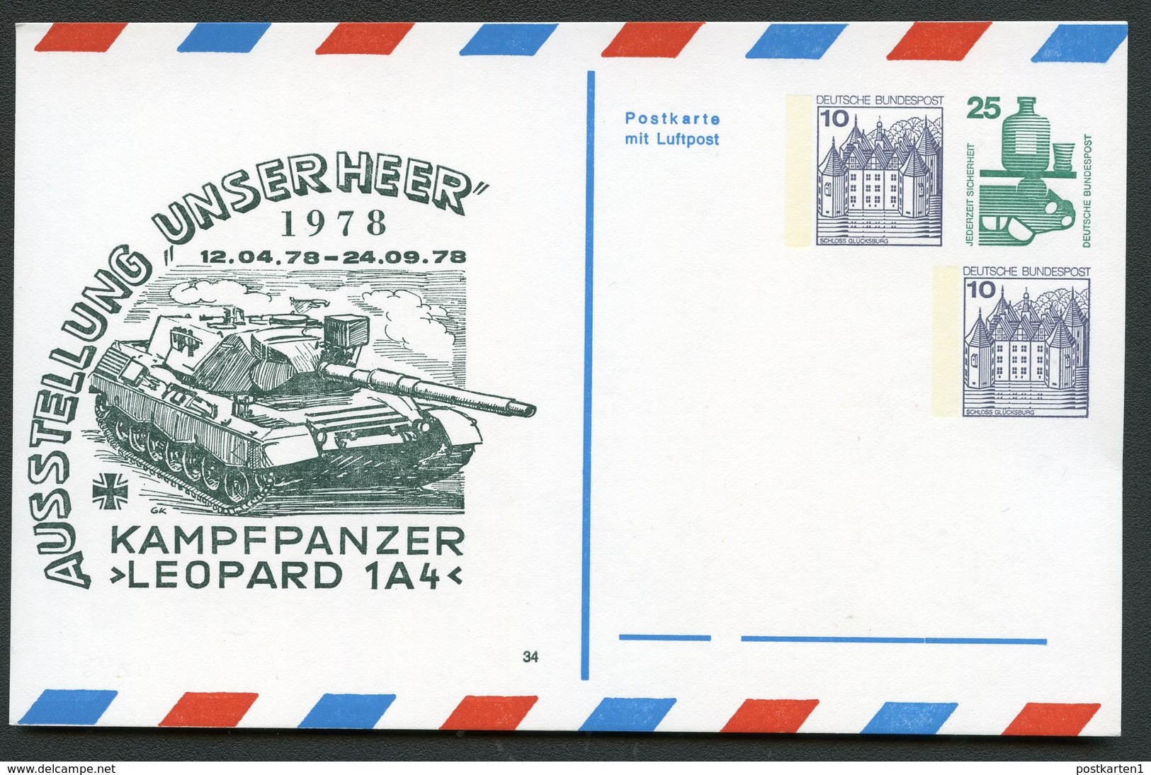 Bund PP83 D1/001 KAMPFPANZER LEOPARD 1A4 Neustadt 1978  NGK 15,00 € - Private Postcards - Mint