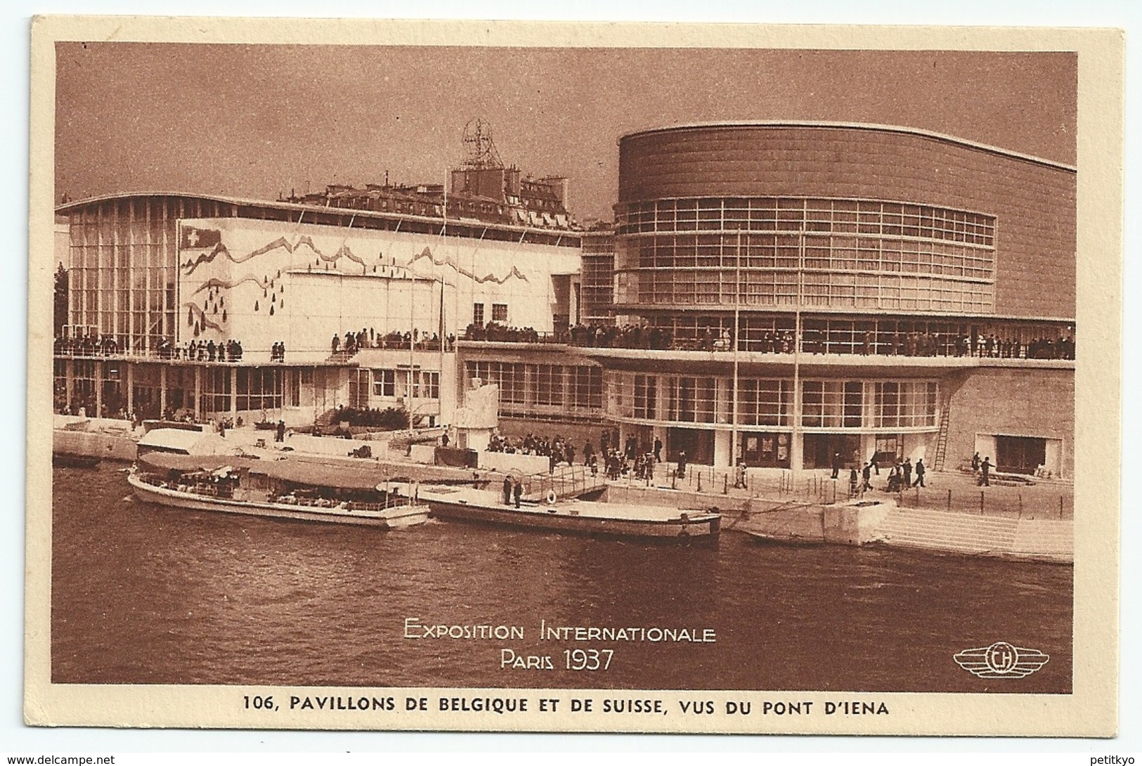 Exposition Internationale Paris 1937 - 106 - Pavillons De Belgique Et De Suisse, Vue Du Pont D'Iéna - Exhibitions