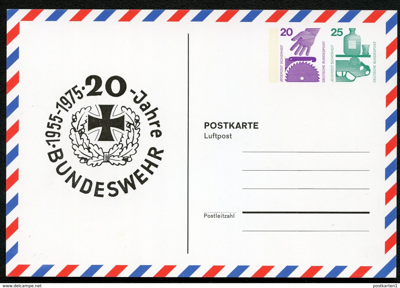 Bund PP84 C1/001 20 J. BUNDESWEHR Albstadt 1975  NGK 25,00 € - Cartes Postales Privées - Neuves