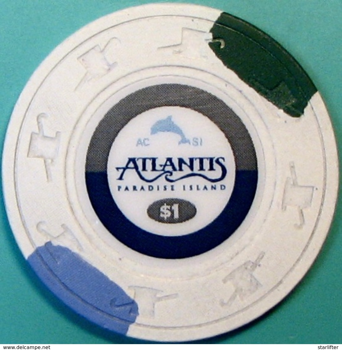 $1 Casino Chip. Atlantis, Paradise Island, Bahamas. S46. - Casino