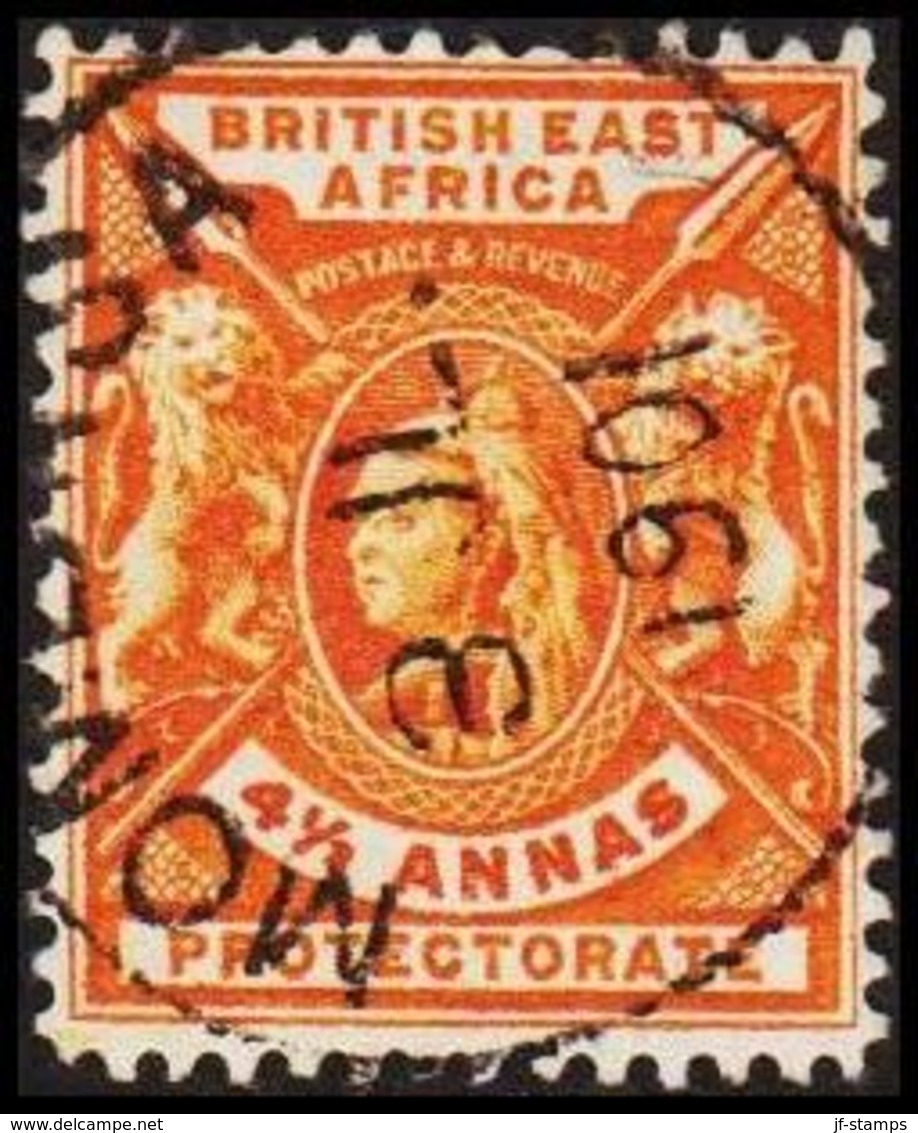 1896. BRITISH EAST AFRICA PROTECTORATE.  Victoria. 4½ ANNAS. MOMBASA 3 JL 1901. (MICHEL 64) - JF318613 - Britisch-Ostafrika