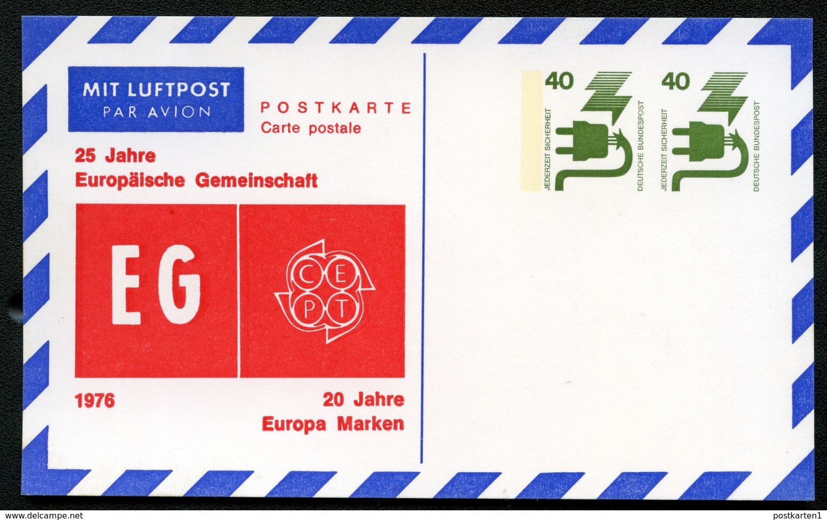 Bund PP88 C1/001 25 J. EG  20 J. CEPT  Castrop-Rauxel 1976  NGK 8,00 € - Cartes Postales Privées - Neuves
