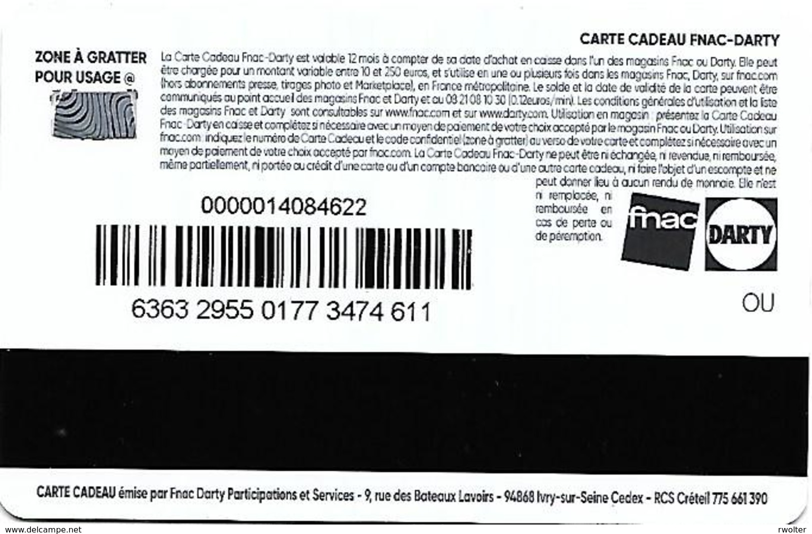 @+ Carte Cadeau - Gift Card : Fnac - Cinema - Hollywood - Lettres OU Au Verso - Cartes De Fidélité Et Cadeau