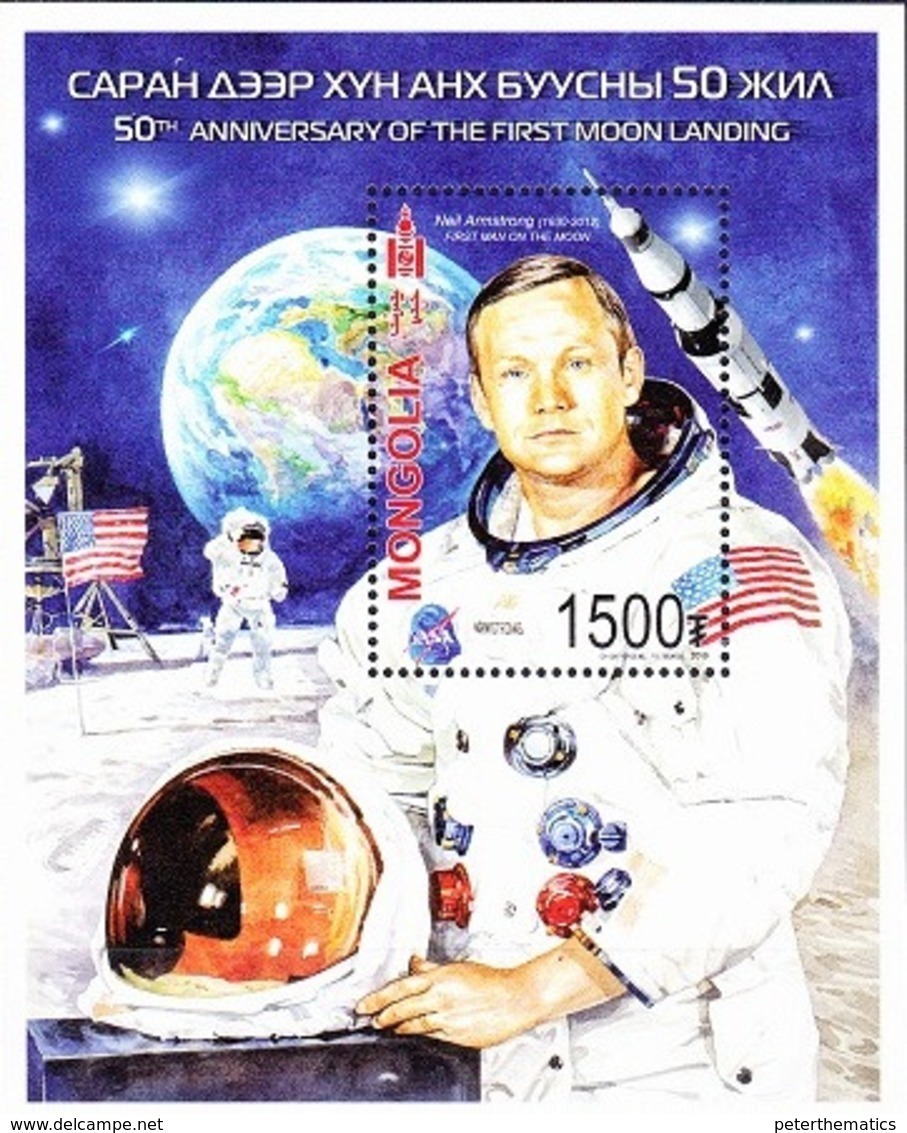 MONGOLIA ,2019,MNH,  SPACE, MOON LANDING, S/SHEET - Asia