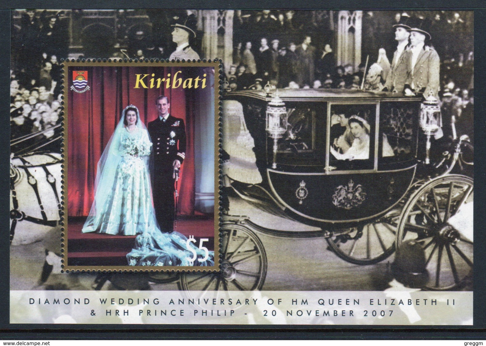 Kiribati 2007 Mini Sheet Celebrating The Diamond Wedding Anniversary Of Queen Elizabeth And Prince Philip. - Kiribati (1979-...)