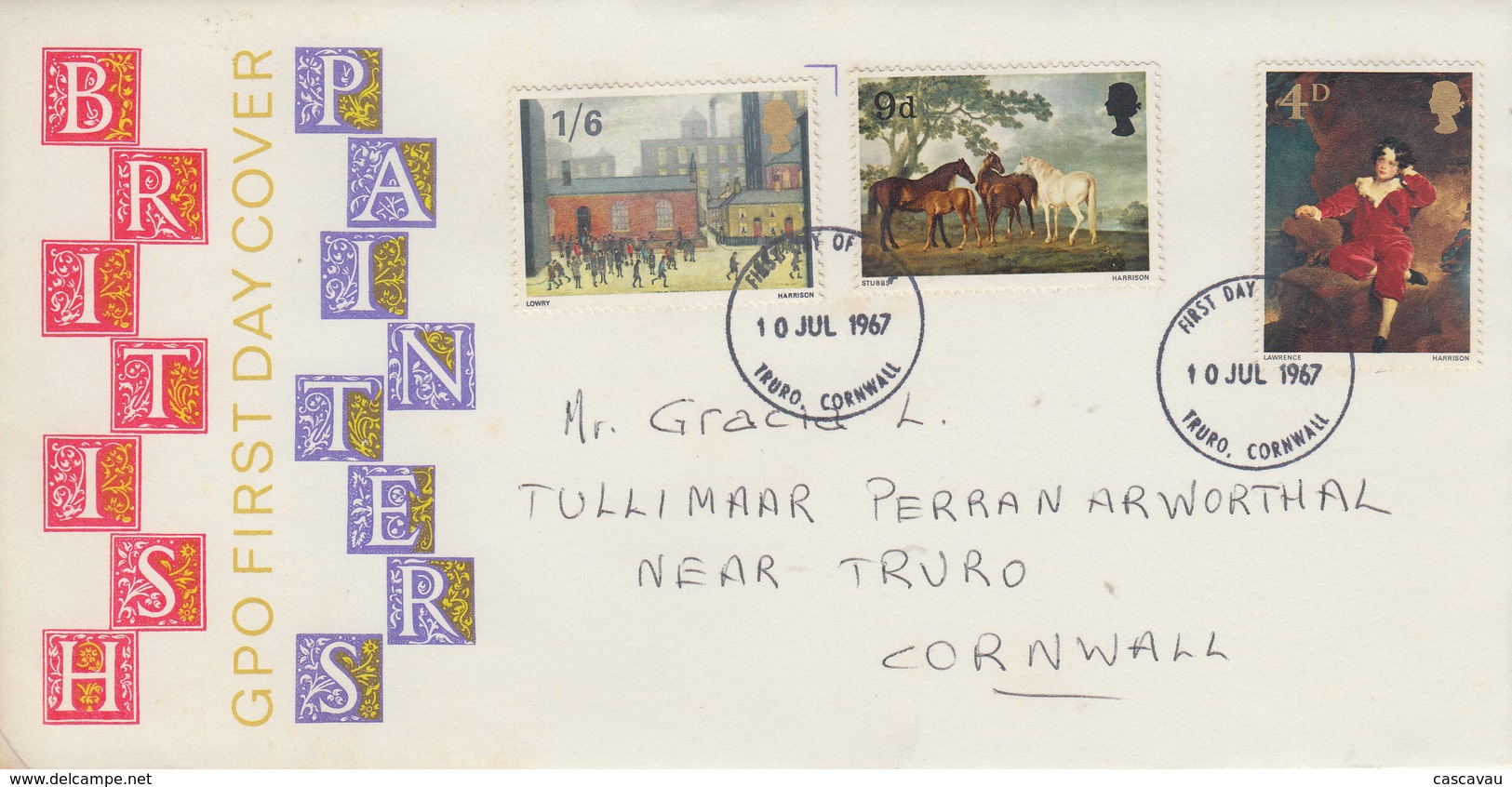 Enveloppe  FDC  1er   Jour   GRANDE  BRETAGNE    Tableaux   1967 - 1952-1971 Pre-Decimal Issues