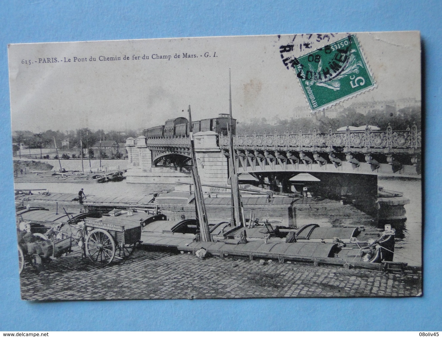 PARIS -- Pont Chemin Fer Du Champ Mars - Train - Péniches Et Marinier - Carriole Letellier & Devaux - Cpa PEU COURANTE - Autres & Non Classés