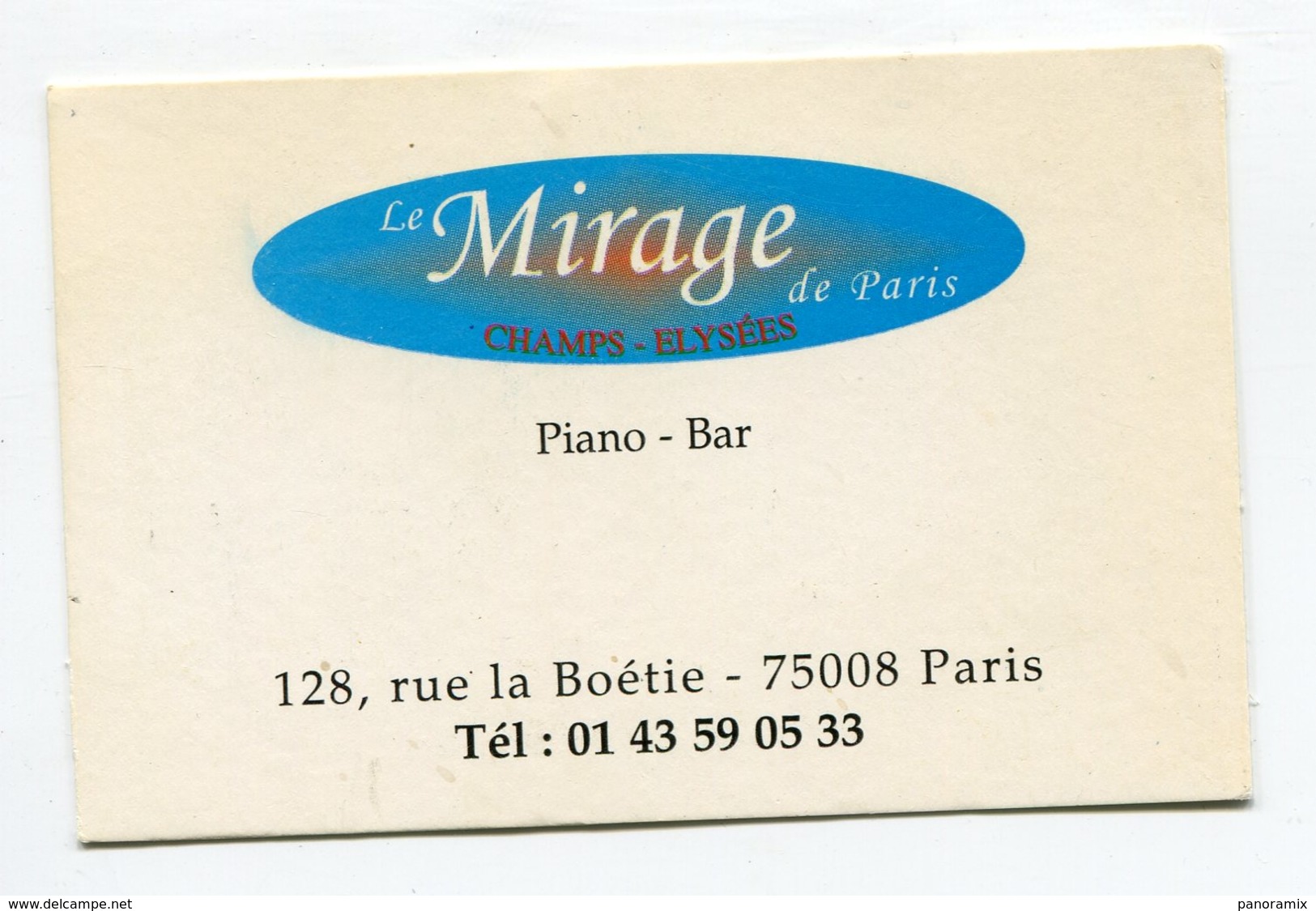 CdV °_ Resto-75008-Le Mirage De Paris-Piano Bar - Cartoncini Da Visita
