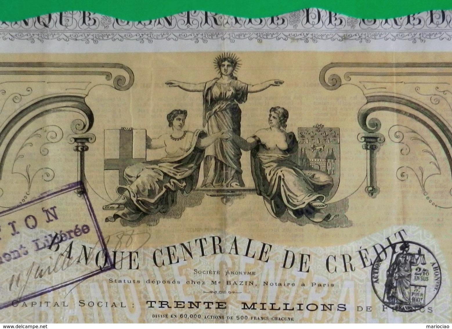 T-FR Banque Centrale De Credit 1882 - RARE - Bank & Insurance
