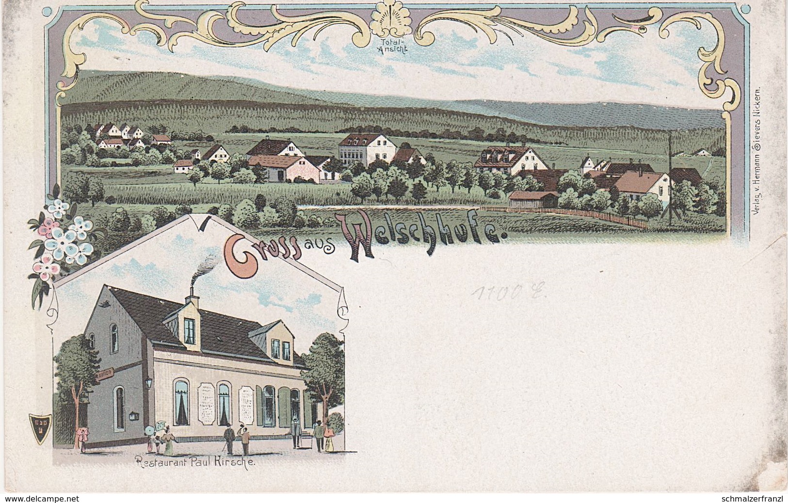 Litho AK Welschhufe Restaurant Gasthof Kirsche A Bannewitz Hänichen Rippien Possendorf Cunnersdorf Dresden Kleinnaundorf - Bannewitz