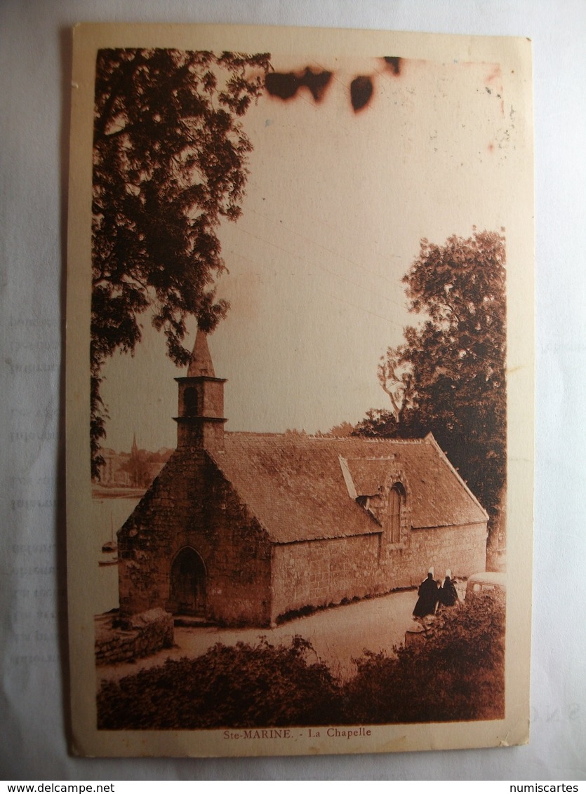 Carte Postale Sainte Marine (29) La Chapelle (Petit Format Noir Et Blanc Oblitérée Timbre 20 Centimes ) - Combrit Ste-Marine