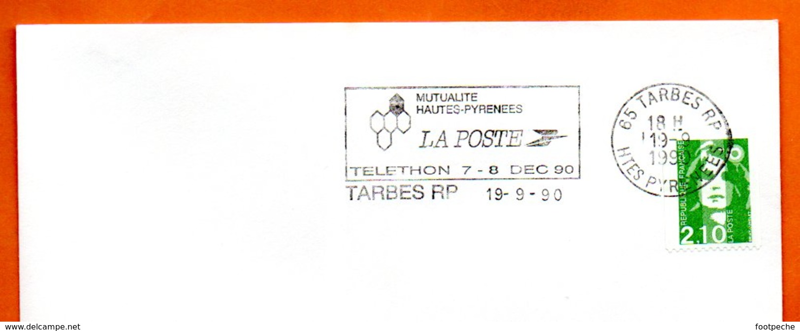 65 TARBES TELETHON   1990 Lettre Entière N° BC 809 - Oblitérations Mécaniques (flammes)