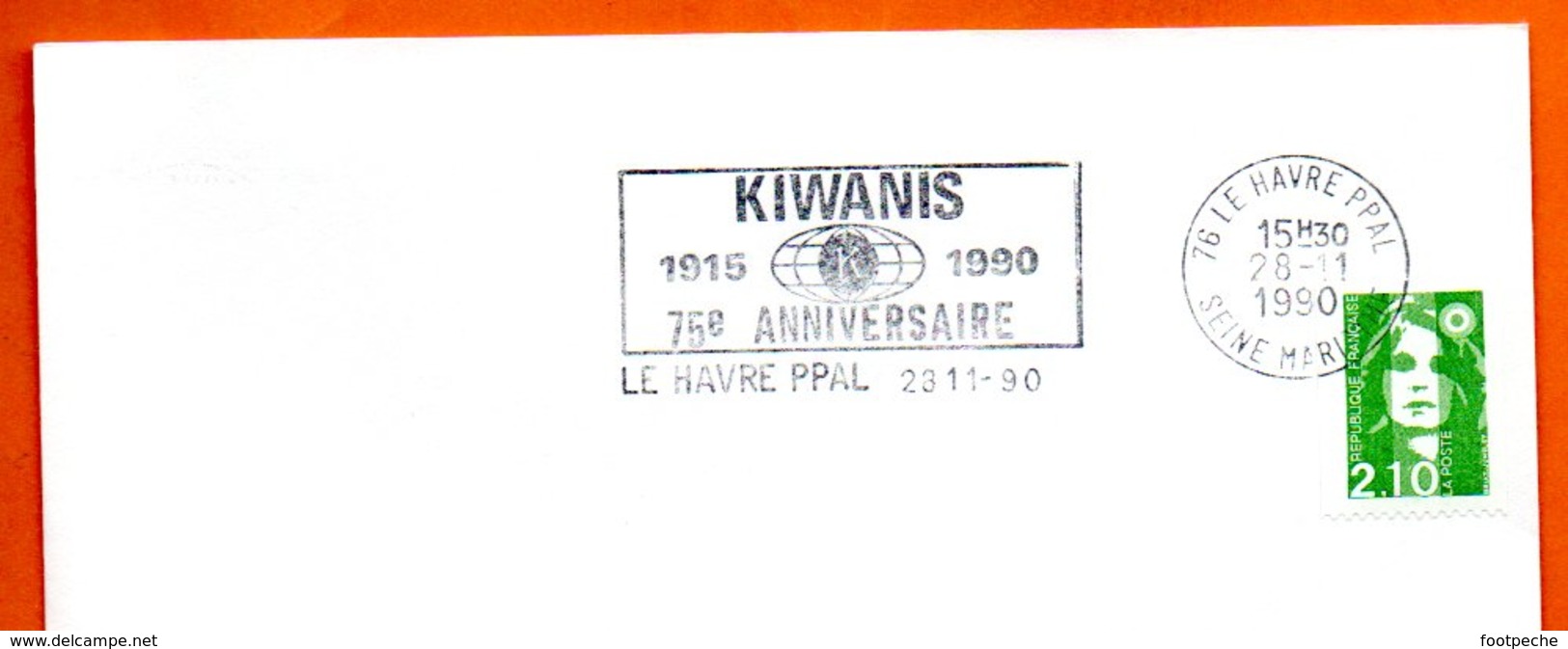 76 LE HAVRE KIWANIS  1990 Lettre Entière N° BC 811 - Oblitérations Mécaniques (flammes)