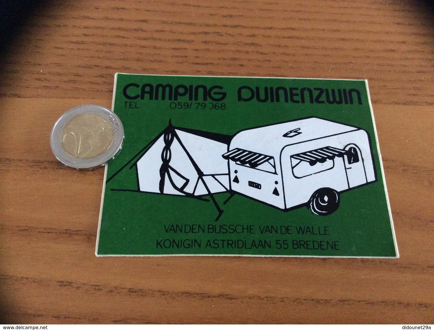 AUTOCOLLANT, Sticker «CAMPING DUINENZWIN - VAN DEN BUSSCHE VAN DE WALLE - BREDENE» (Belgique) - Aufkleber