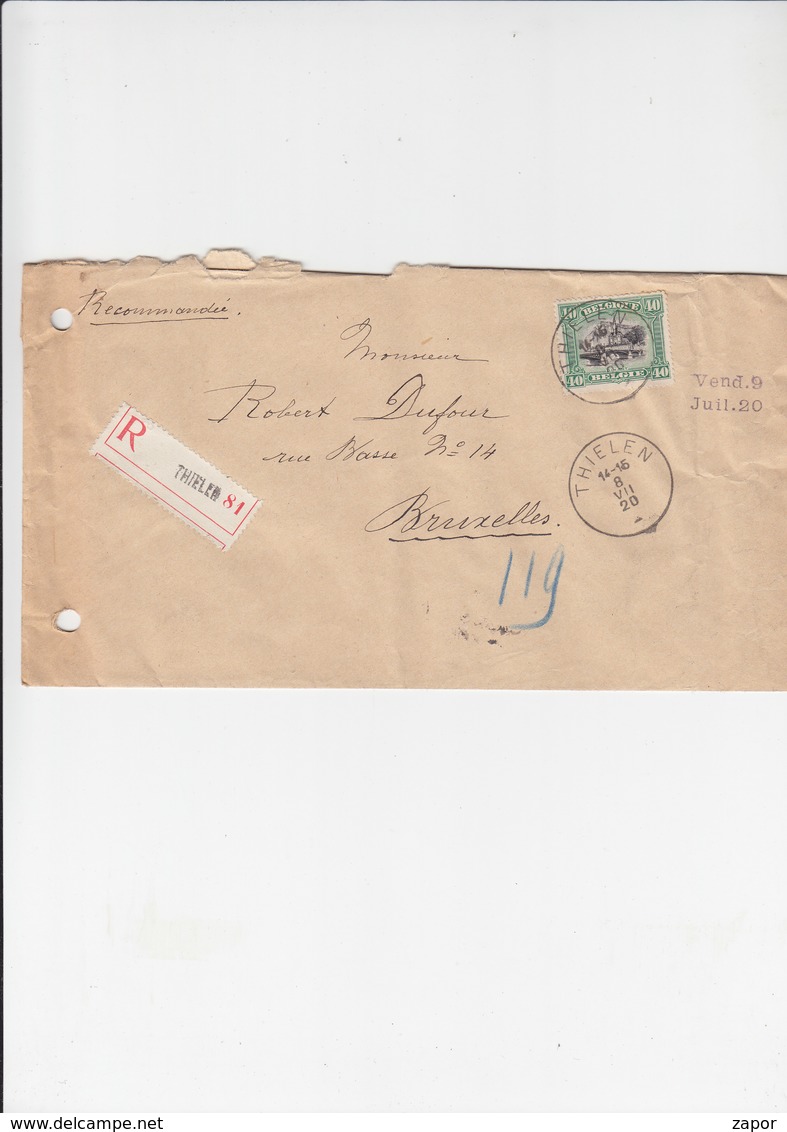 Aangetekende Brief - Tielen - 1920 - Enveloppes-lettres