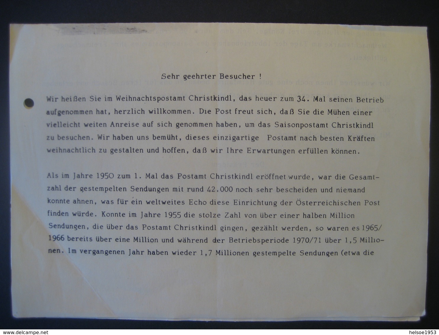 Österreich- Christkindl 11.12.1983, Schreiben Für Die Besucher Des Postamtes Christkindl - Altri & Non Classificati