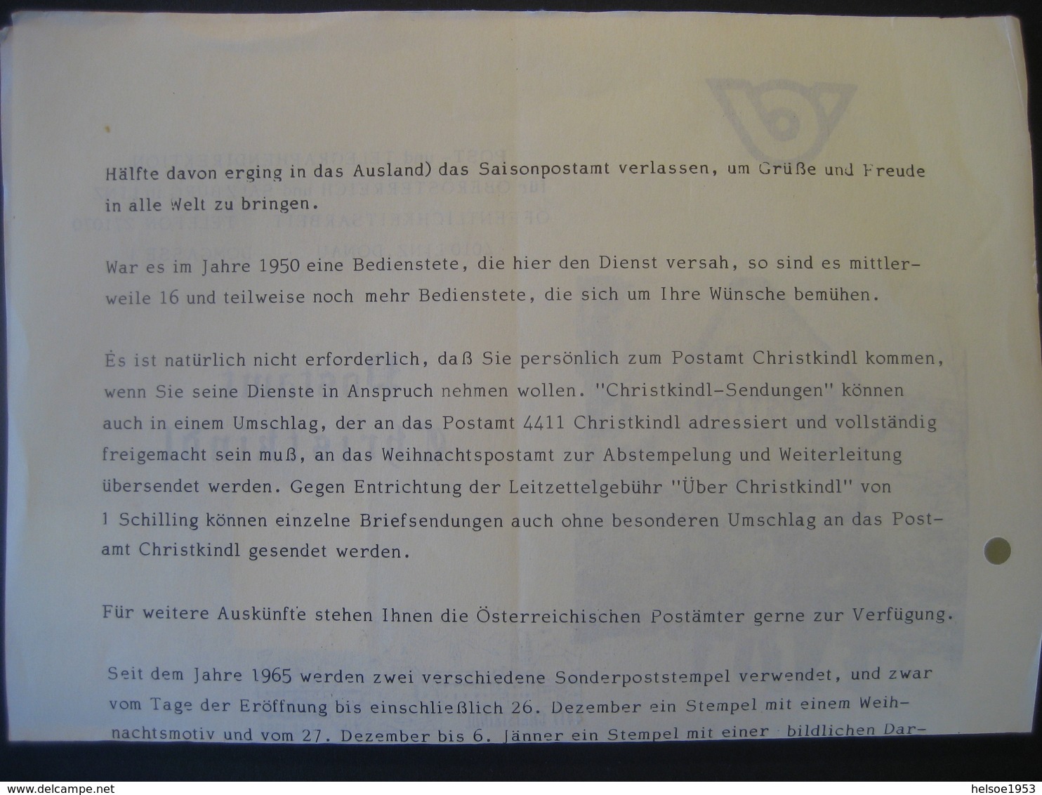 Österreich- Christkindl 11.12.1983, Schreiben Für Die Besucher Des Postamtes Christkindl - Altri & Non Classificati