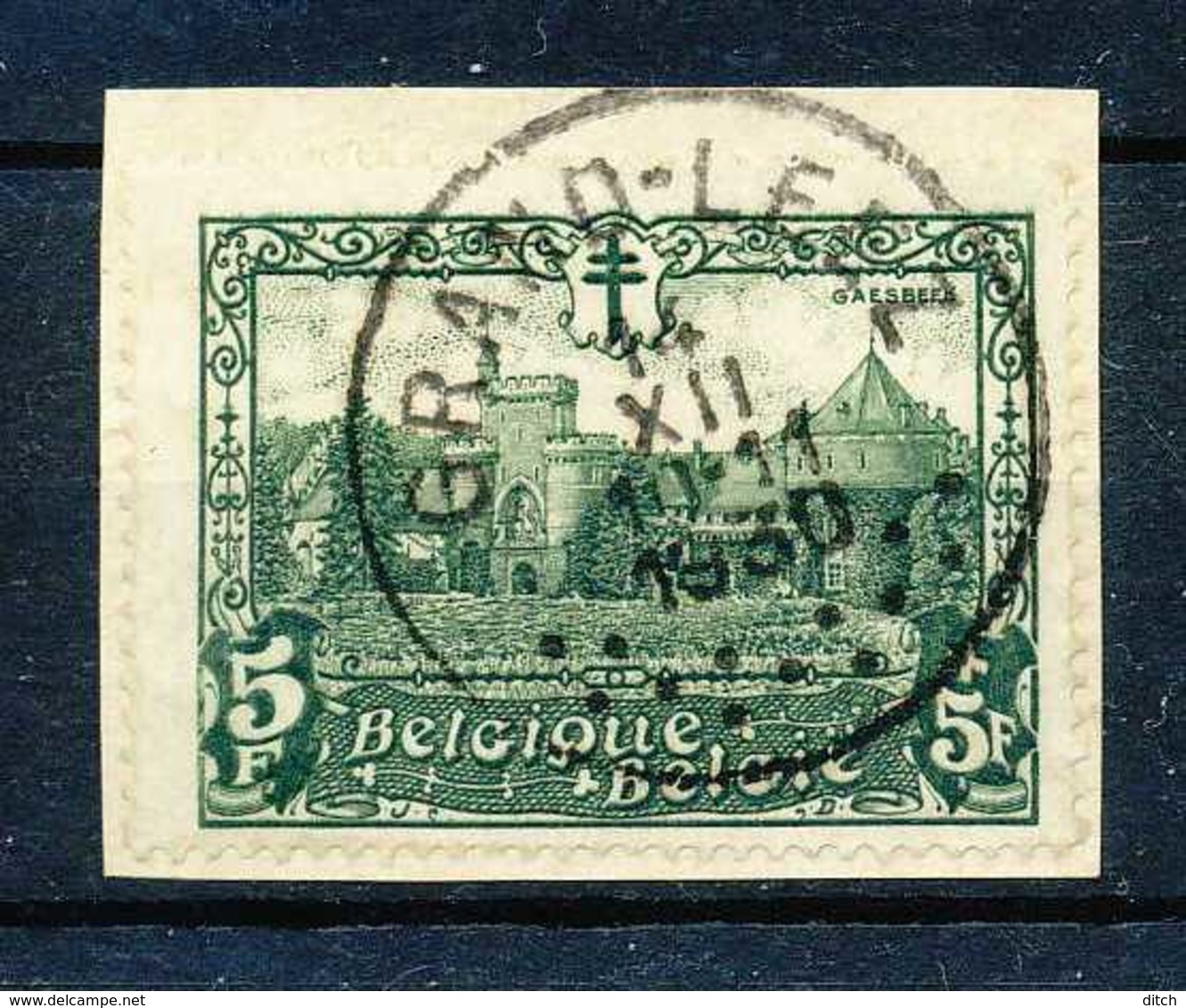 D - [801332]TB//O/Used-N° 314, 5F+5F Vert, Château De Gaasbeek, Sur Fragment, SUP Obl 'GRAND-LEEZ' - Oblitérés