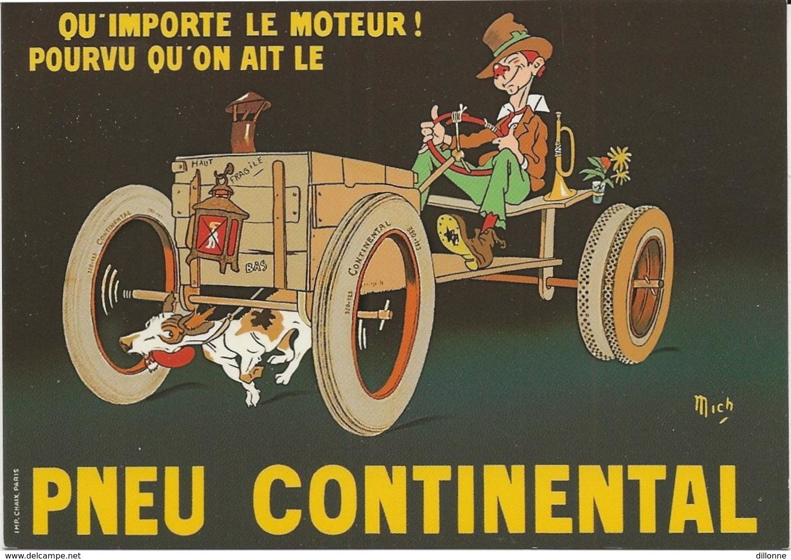 ANCIENNE VOITURE  PNEU CONTINENTAL Illustrateur Mich - Autres & Non Classés