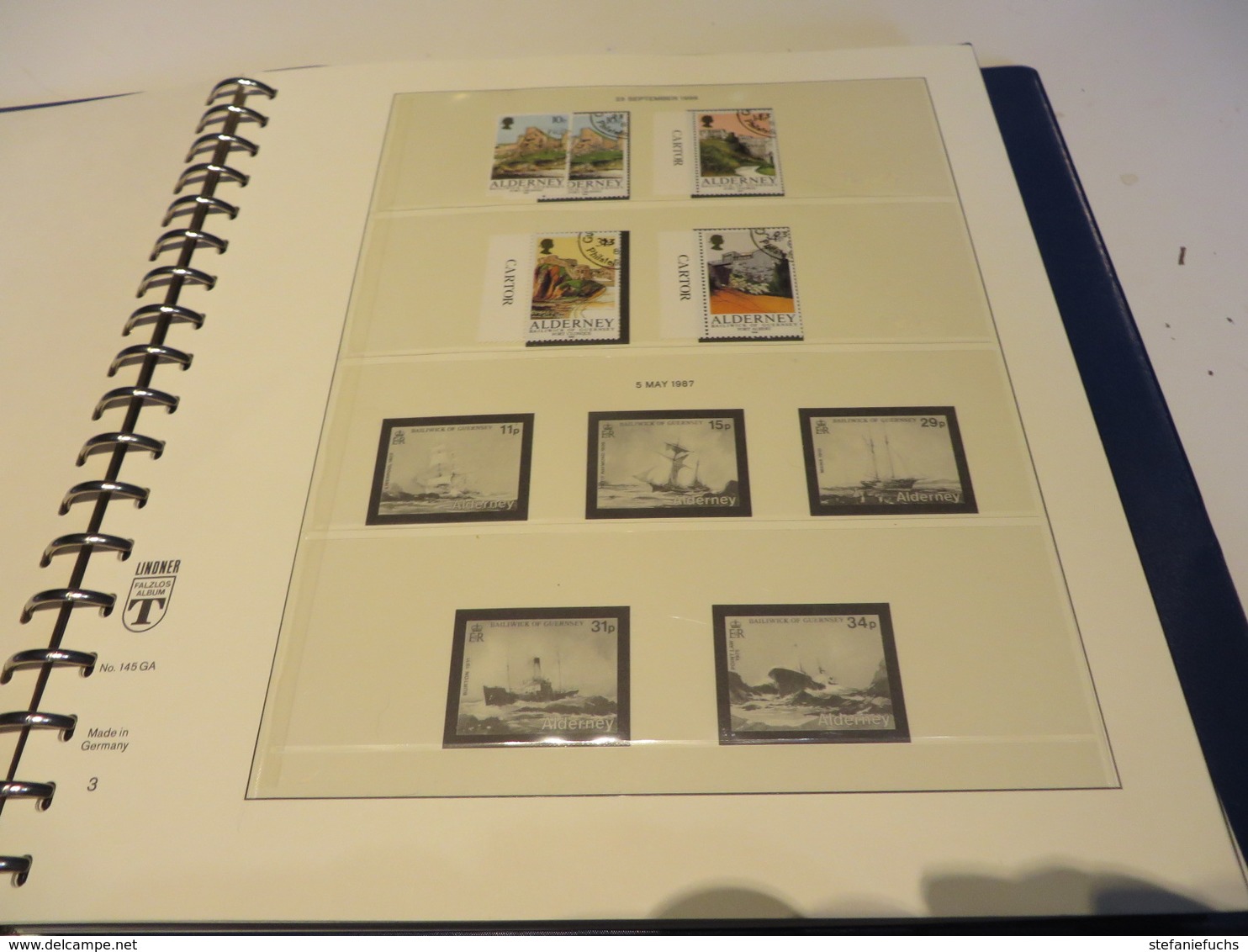 GUERNSEY - ALDERNEY 1983 bis 2002  Posten  mit  o /  ** /  auf  2 x LINDNER -T -VORDRUCKTEXT   im  BINDER mit SCHUBER