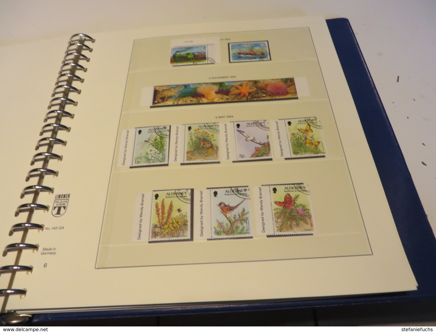 GUERNSEY - ALDERNEY 1983 bis 2002  Posten  mit  o /  ** /  auf  2 x LINDNER -T -VORDRUCKTEXT   im  BINDER mit SCHUBER