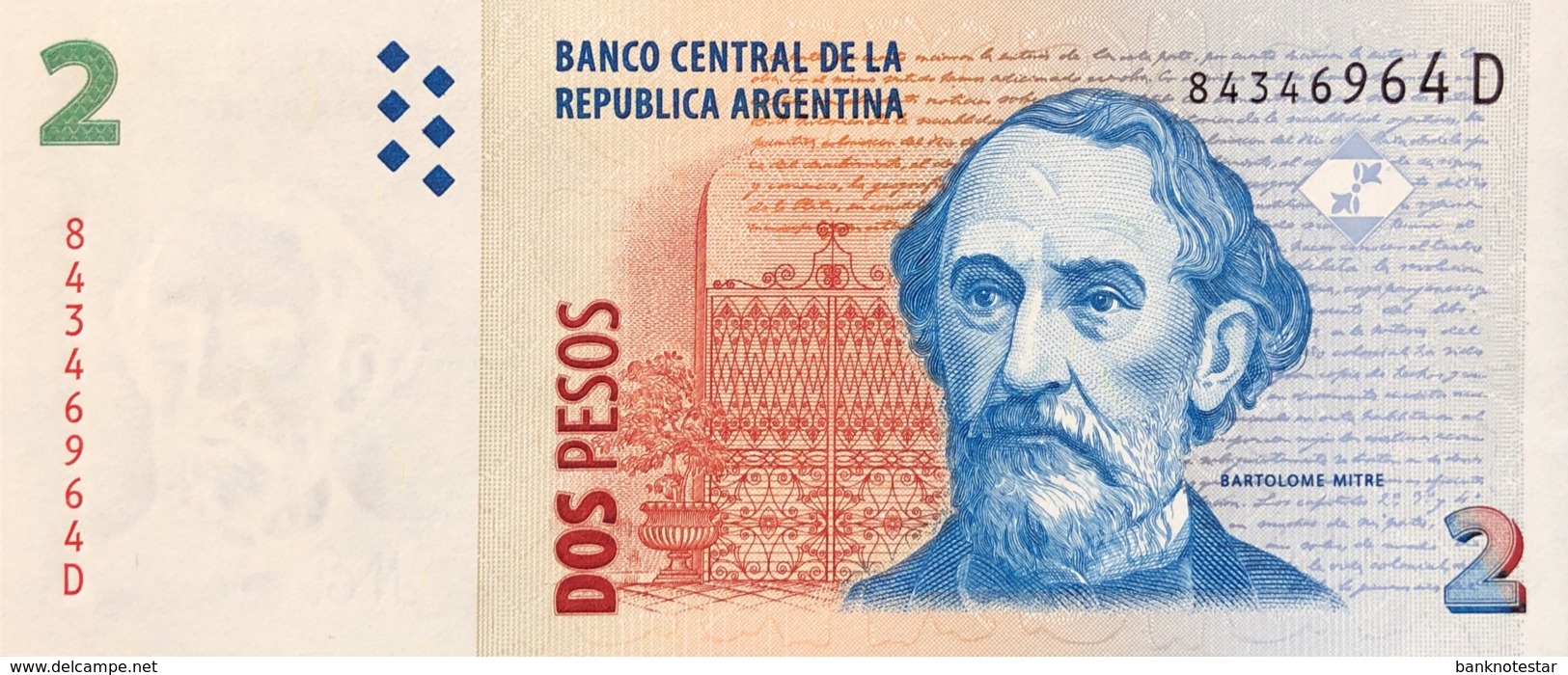 Argentina 2 Pesos, P-352 (2002) - UNC - Sign.variety 3/D - Argentinien