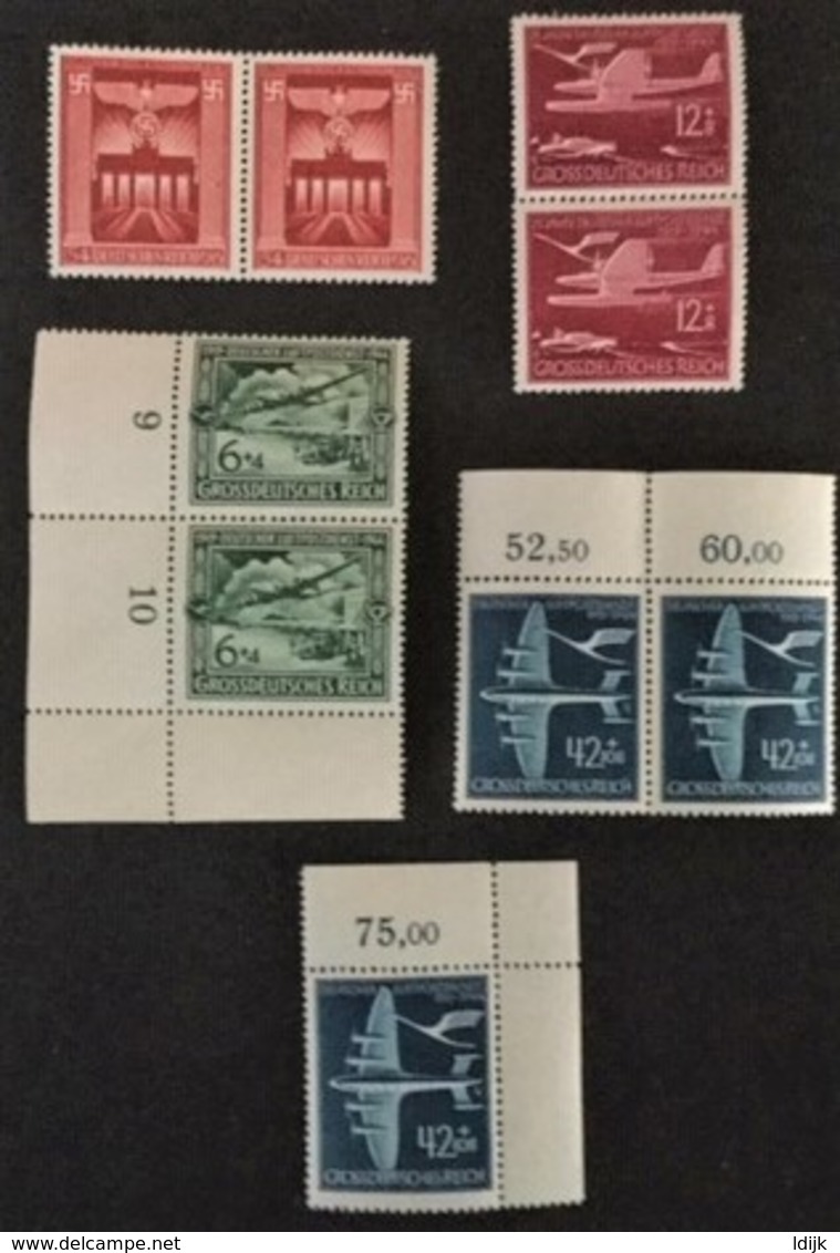 1943 Paare**) 25 Jahre Deutscher Luftpostdienst Mi.866 Ecke LU,867,868O,868 Ecke RO, Machtsergreifung Mi.829 - Unused Stamps