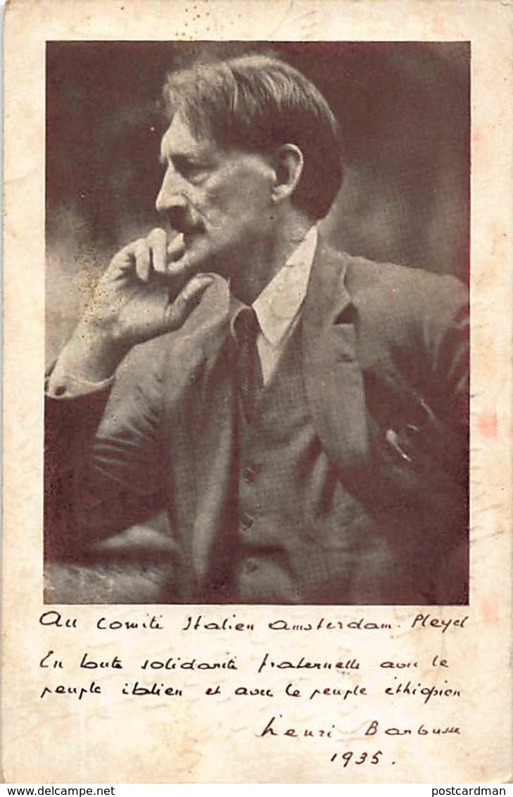 Ethiopia - Petition Postcard Agains The Italian Invasion Of Ethiopia - Portrait Of French Writer Henri Barbusse. - Ethiopie