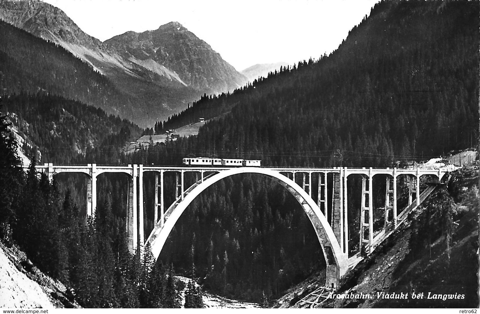 AROSABAHN → Bahn Auf Dem Viadukt Bei Langwies Anno 1955 - Langwies